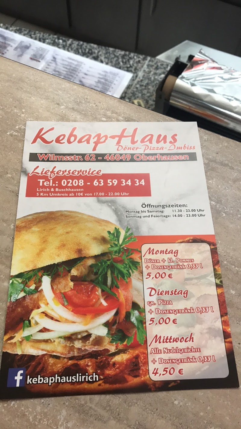 Pizzeria Döner Kebap Haus aus Oberhausen Speisekarte