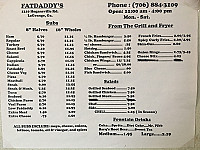 Fatdaddy's menu