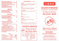 The golden paradise menu