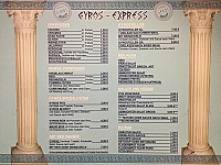 Gyros Express menu